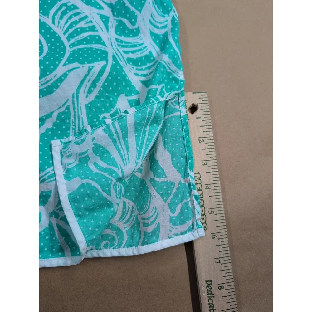 Lilly‎ Pulitzer Women Small Swim Cover Teal Tunic King Conch 3/4 Sleeve Seashell